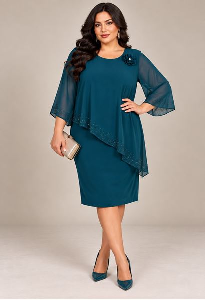 Picture of ELEGANT TEAL CHIFFON DRESS